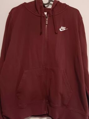 Nike Burgundy Full-Zip Hoodie with White Tag